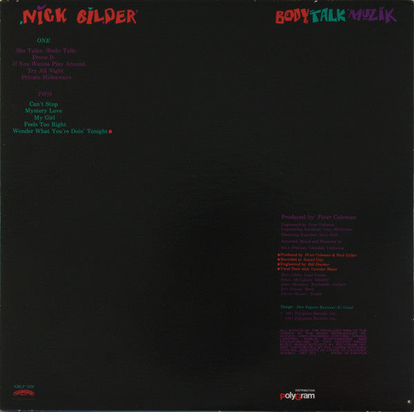Nick Gilder : Body Talk Muzik (LP, Album)