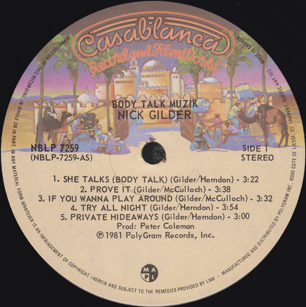 Nick Gilder : Body Talk Muzik (LP, Album)