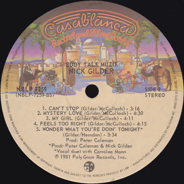 Nick Gilder : Body Talk Muzik (LP, Album)