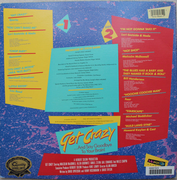 Various : Get Crazy (Original Motion Picture Soundtrack) (LP, Album)