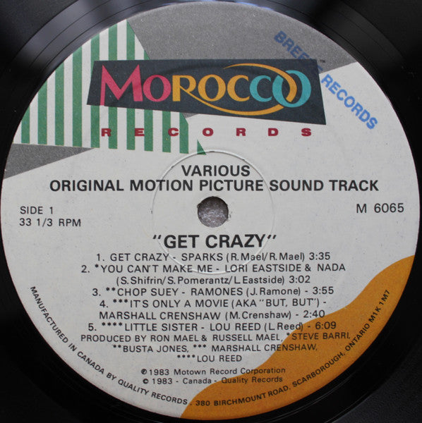 Various : Get Crazy (Original Motion Picture Soundtrack) (LP, Album)