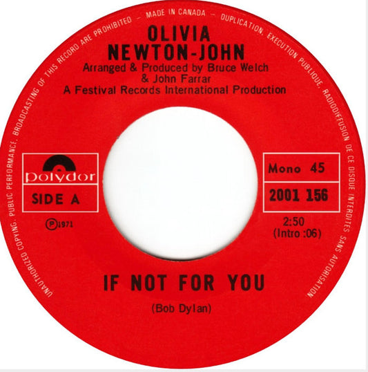 Olivia Newton-John : If Not For You (7", Mono)