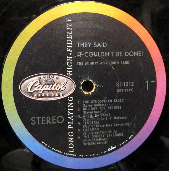 The Mighty Accordion Band : They Said It Couldn't Be Done (LP, Album, Scr)