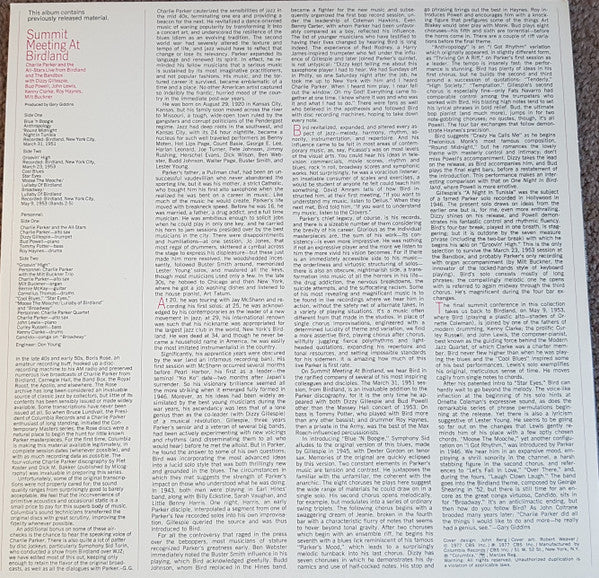 The Charlie Parker All-Stars : Summit Meeting At Birdland (LP, Album, Mono)