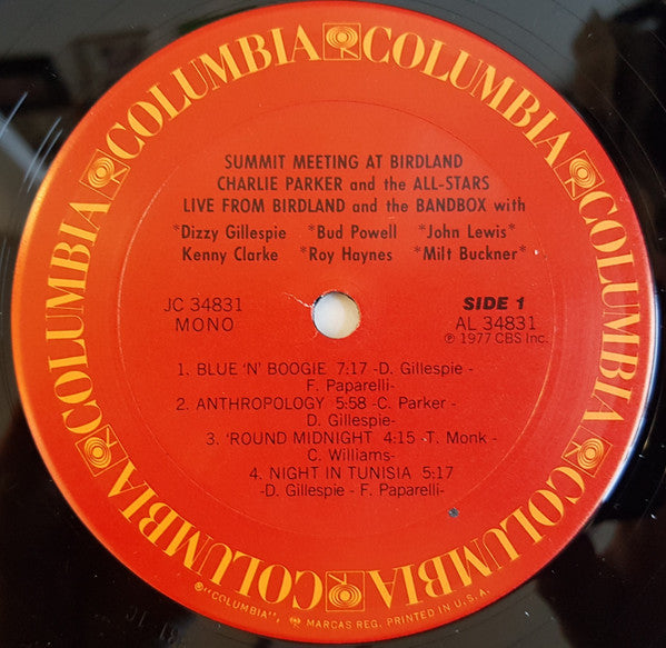 The Charlie Parker All-Stars : Summit Meeting At Birdland (LP, Album, Mono)