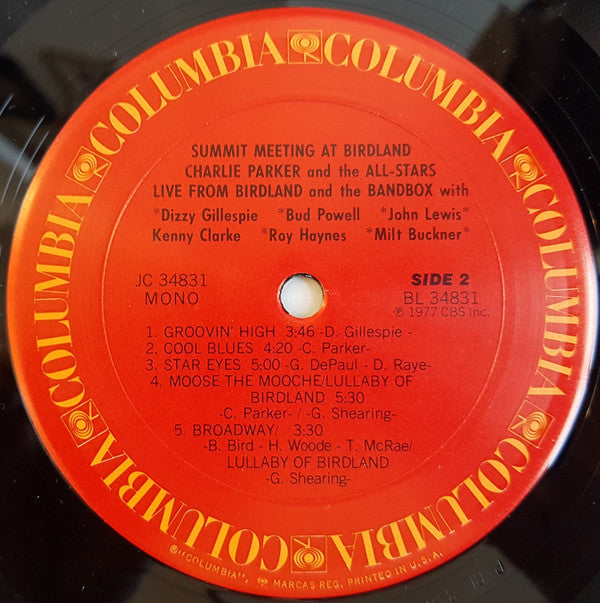 The Charlie Parker All-Stars : Summit Meeting At Birdland (LP, Album, Mono)