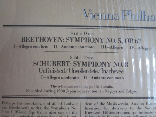 Lorin Maazel, Ludwig van Beethoven, Franz Schubert, Wiener Philharmoniker : Symphony No. 5, Op. 67 / Symphony No. 8 Unfinished (LP, Album, Club, Car)