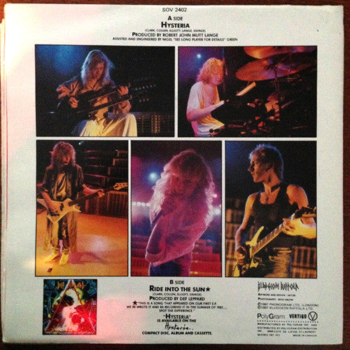 Def Leppard : Hysteria (7", Single, Dlx)