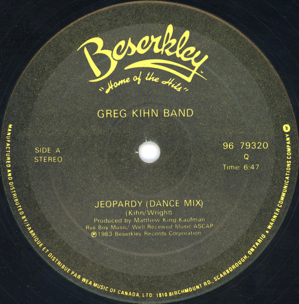 Greg Kihn Band : Jeopardy (12")