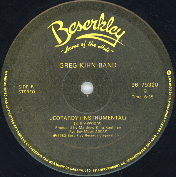 Greg Kihn Band : Jeopardy (12")