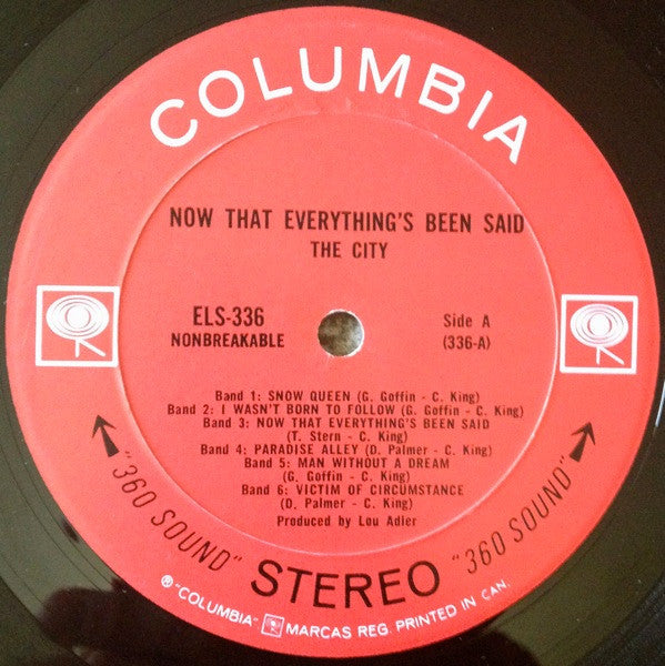 The City : Now That Everything's Been Said (LP, Album)