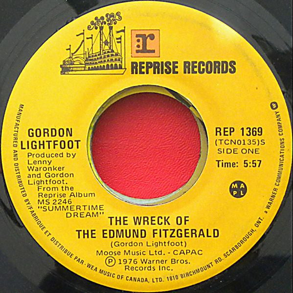Gordon Lightfoot : The Wreck Of The Edmund Fitzgerald (7", Single)