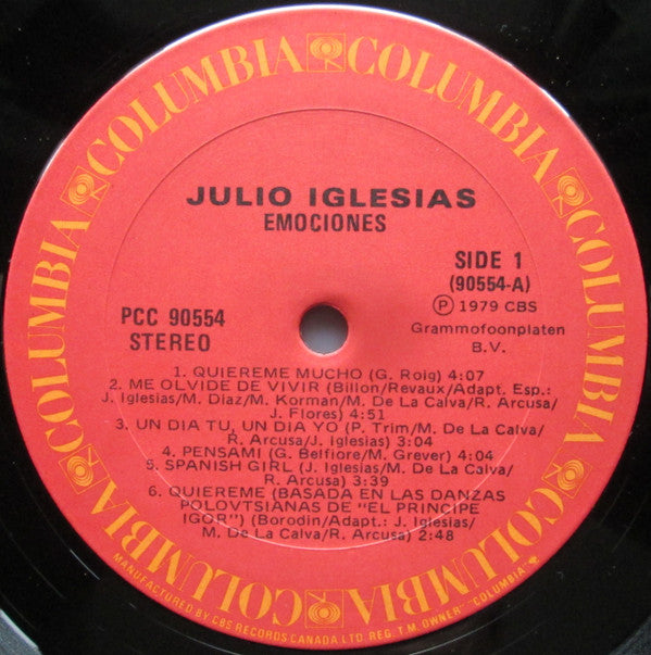 Julio Iglesias : Emociones (LP, Album)