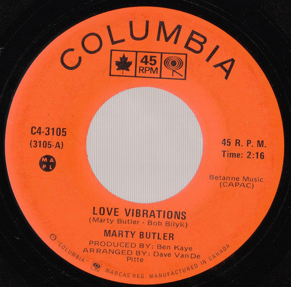 Marty Butler : Love Vibrations (7")