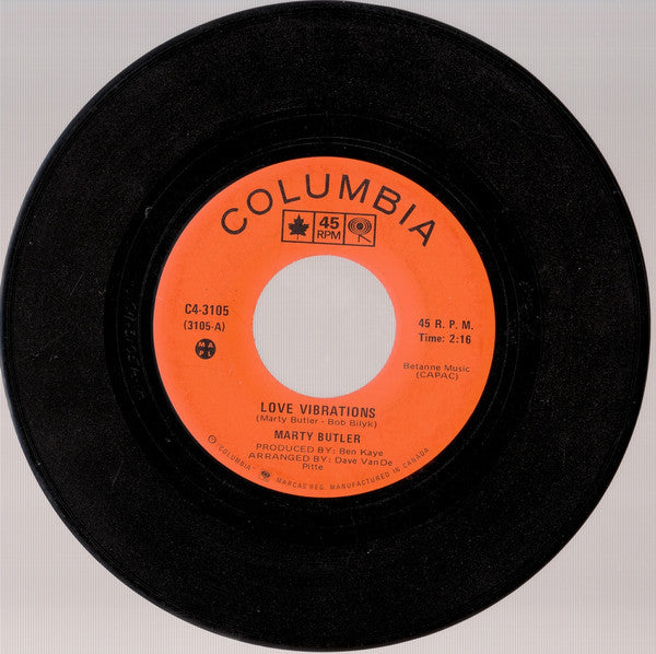 Marty Butler : Love Vibrations (7")