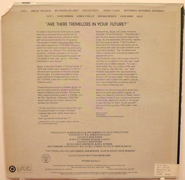 The Tremeloes : Shiner (LP, Album, Promo)