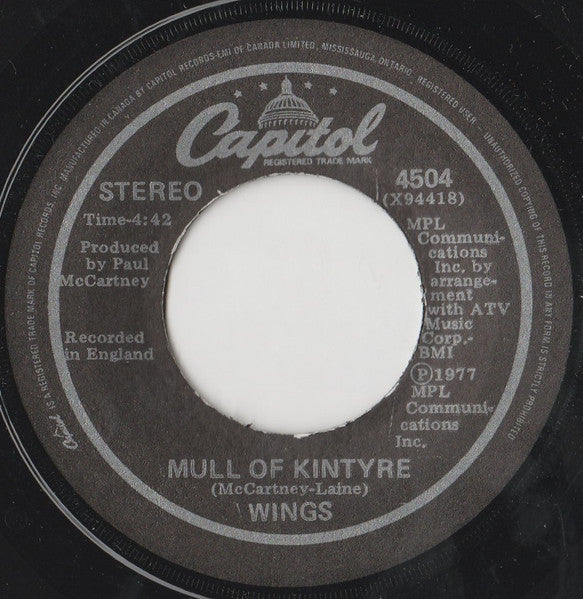 Wings (2) : Mull Of Kintyre (7", Single, Top)