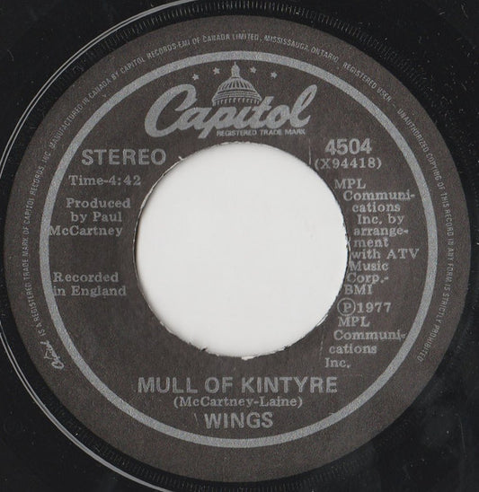 Wings (2) : Mull Of Kintyre (7", Single, Top)