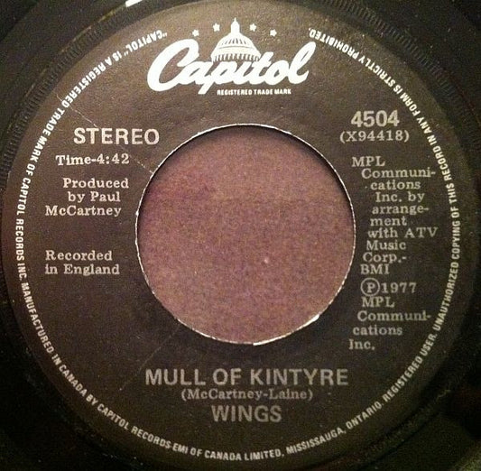 Wings (2) : Mull Of Kintyre / Girls School (7", Single, Bot)