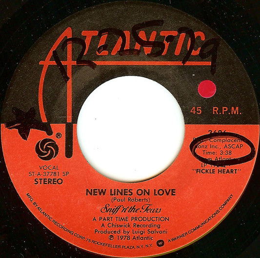 Sniff 'n' the Tears : New Lines On Love / Fight For Love (7")