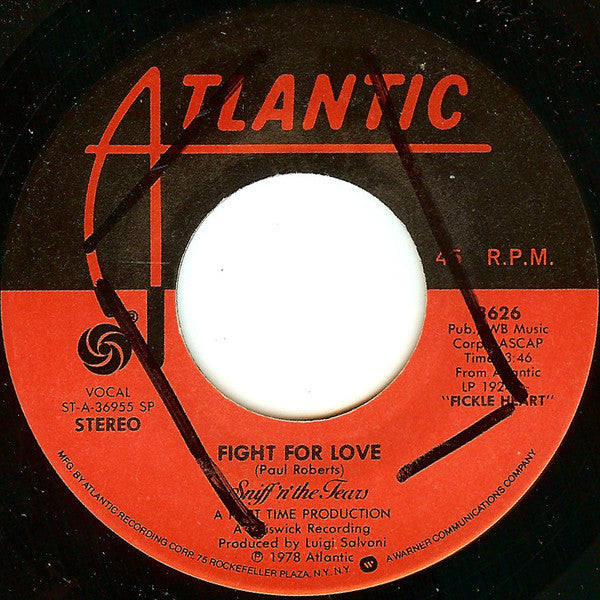 Sniff 'n' the Tears : New Lines On Love / Fight For Love (7")