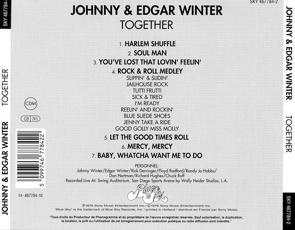 Johnny* & Edgar Winter : Together (CD, Album, RE)