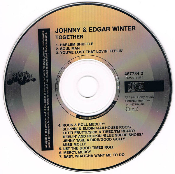 Johnny* & Edgar Winter : Together (CD, Album, RE)