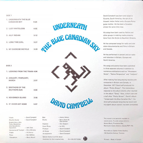 David Campbell (11) : Underneath The Blue Canadian Sky (LP, Album)