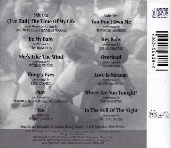 Various : Dirty Dancing (Original Soundtrack From The Vestron Motion Picture) (CD, Album, Comp, RE)