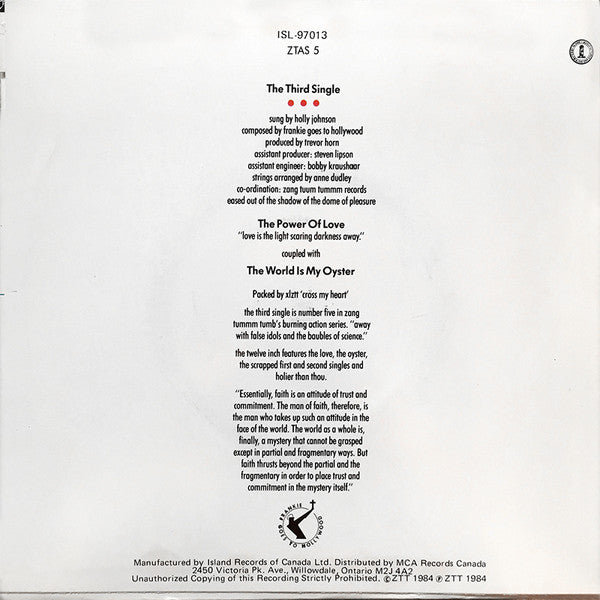 Frankie Goes To Hollywood : The Power Of Love (7", Single)