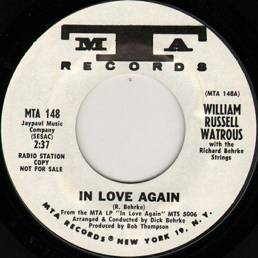 Bill Watrous With The Richard Behrke Strings : In Love Again / Theme From La Strada (7", Promo)