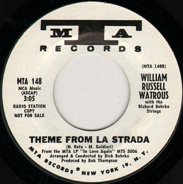 Bill Watrous With The Richard Behrke Strings : In Love Again / Theme From La Strada (7", Promo)