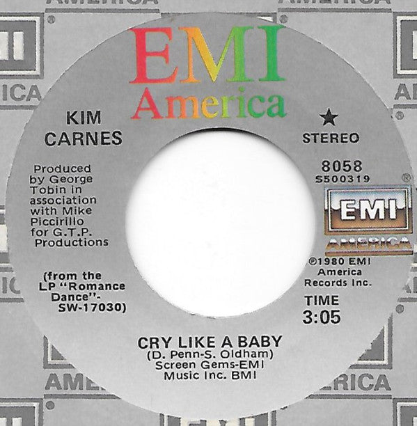 Kim Carnes : Cry Like A Baby (7", Jac)