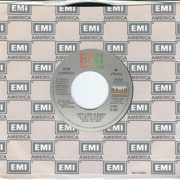 Kim Carnes : Cry Like A Baby (7", Jac)