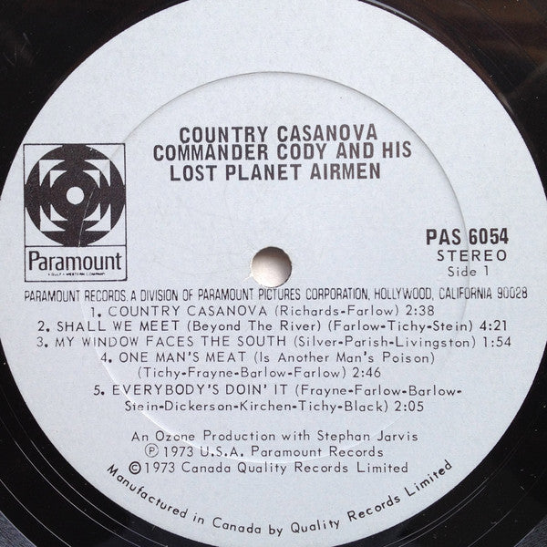 Commander Cody And His Lost Planet Airmen : Country Casanova (LP, Album)