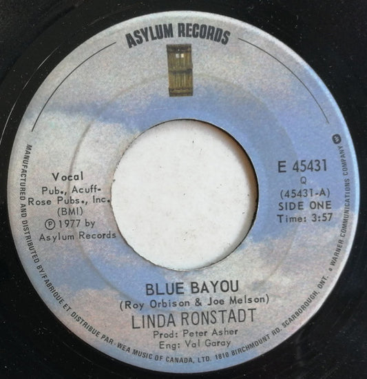 Linda Ronstadt : Blue Bayou (7", Single)