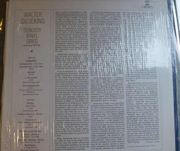 Walter Gieseking : Debussy • Ravel • Grieg (LP, Comp, Mono)