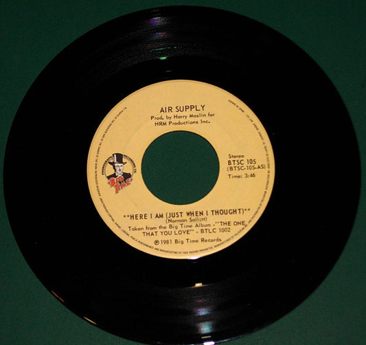 Air Supply : Here I Am (Just When I Thought) (7")