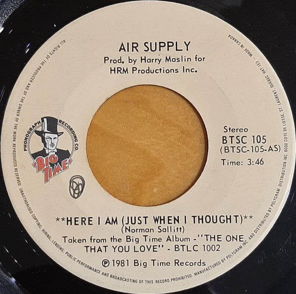Air Supply : Here I Am (Just When I Thought) (7")