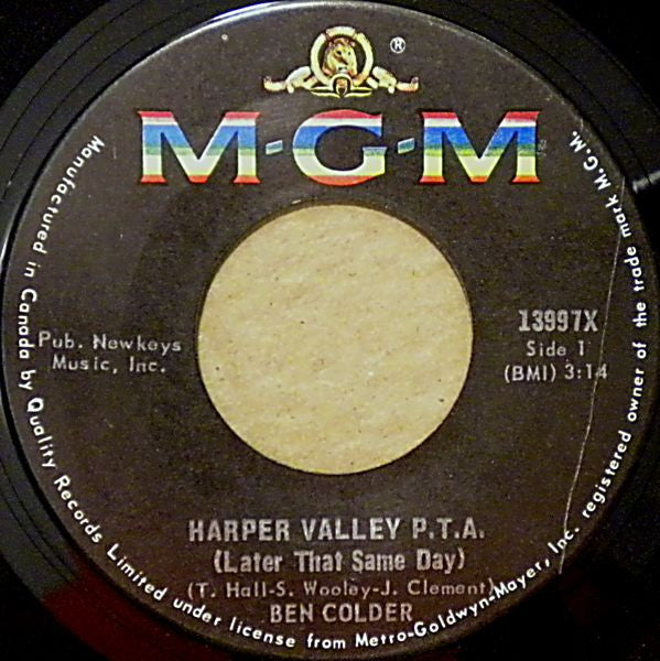 Ben Colder : Harper Valley P.T.A. (Later That Same Day) (7", Single)