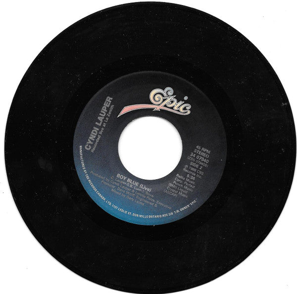 Cyndi Lauper : Hole In My Heart (All The Way To China) / Boy Blue (Live) (7")