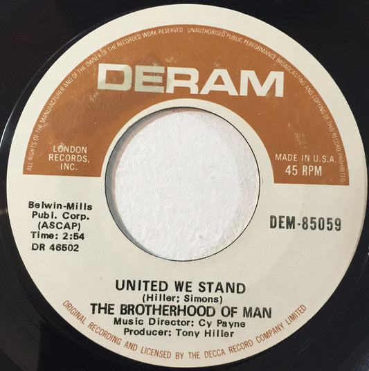 The Brotherhood Of Man* : United We Stand (7", Single, Styrene, Ter)