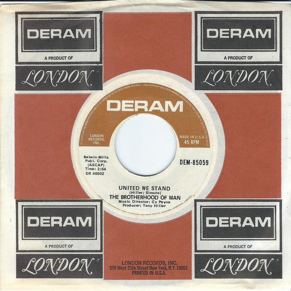 The Brotherhood Of Man* : United We Stand (7", Single, Styrene, Ter)