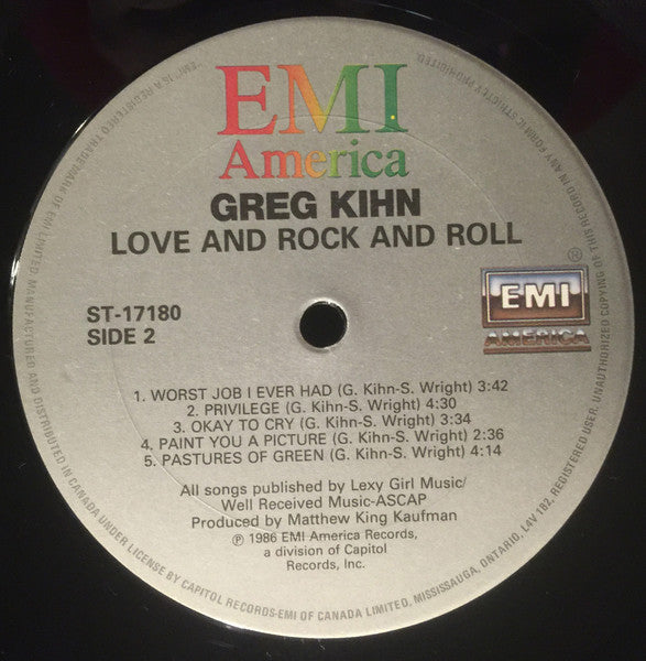 Greg Kihn : Love And Rock And Roll (LP, Album)