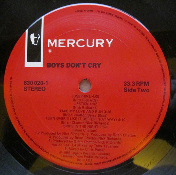Boys Don't Cry : Boys Don't Cry (LP, Album)