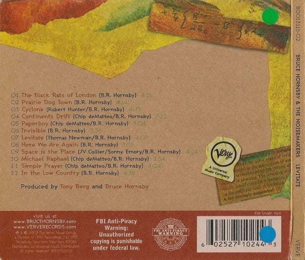 Bruce Hornsby And The Noisemakers : Levitate (CD, Album, Dig)