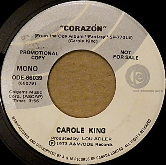 Carole King : Corazón / That's How Things Go Down (7", Single, Mono, Promo)