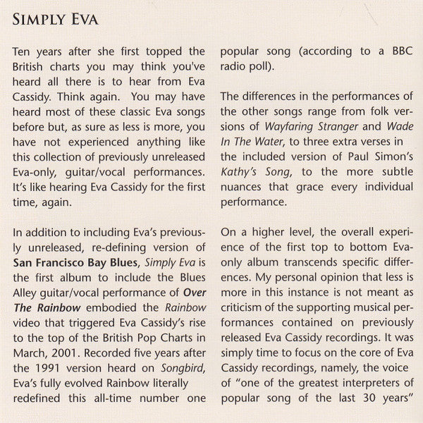 Eva Cassidy : Simply Eva (CD, Album)