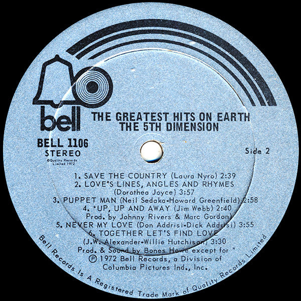 The 5th Dimension* : Greatest Hits On Earth (LP, Comp)