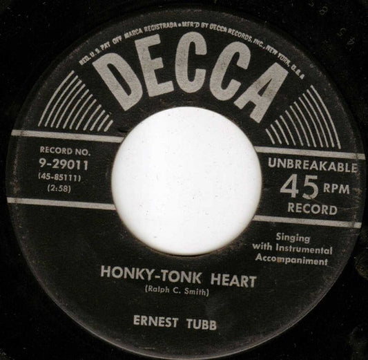 Ernest Tubb : Honky-Tonk Heart / I'm Not Looking For An Angel (7", Ric)